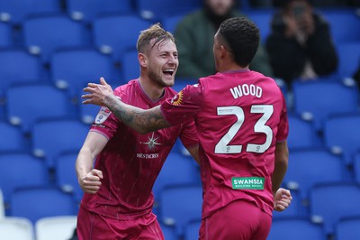 130124 - Birmingham City v Swansea City, EFL Sky Bet Championship - Harry Darling of Swansea City celebrates with Nathan Wood of Swansea City after scoring goal