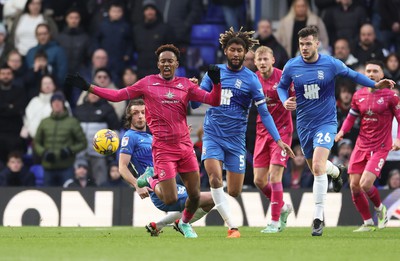 130124 - Birmingham City v Swansea City, EFL Sky Bet Championship - Jamal Lowe of Swansea City is brought down by Ivan Sunjic of Birmingham City