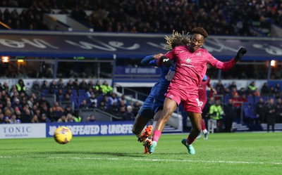 130124 - Birmingham City v Swansea City, EFL Sky Bet Championship - Jamal Lowe of Swansea City scores Swansea’s second goal