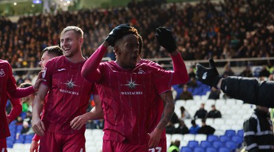 130124 - Birmingham City v Swansea City, EFL Sky Bet Championship - Jamal Lowe of Swansea City celebrates after he scores Swansea’s second goal