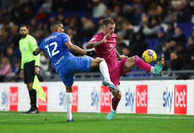 130124 - Birmingham City v Swansea City, EFL Sky Bet Championship - Josh Tymon of Swansea City plays the ball past Cody Drameh of Birmingham City