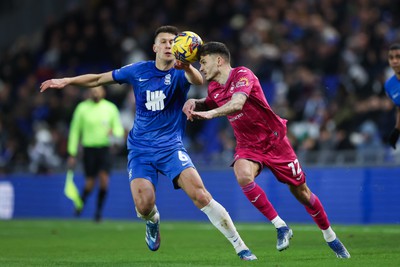 130124 - Birmingham City v Swansea City, EFL Sky Bet Championship - Jamie Paterson of Swansea City takes on Keshi Anderson of Birmingham City