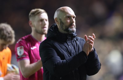 130124 - Birmingham City v Swansea City, EFL Sky Bet Championship - Swansea City head coach Luke Williams applauds the fans at the end of the match