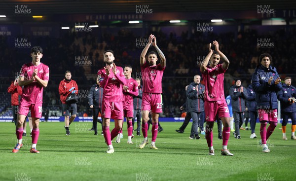 130124 - Birmingham City v Swansea City, EFL Sky Bet Championship - Swansea City players applaud the fans at the end of the match
