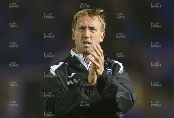 170818 - Birmingham City v Swansea City, Sky Bet Championship - Swansea City manager Graham Potter applauds the travelling fans at the end of the match