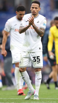 200925 - Birmingham City v Swansea City - Sky Bet Championship - Ronald of Swansea applauds the fans at the end of the match