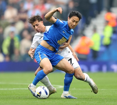 200925 - Birmingham City v Swansea City - Sky Bet Championship - Goncalo Franco of Swansea and Paik Seung-ho of Birmingham