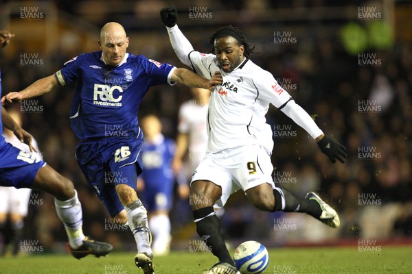 28.12.08 - Birmingham City v Swansea City, Coca Cola Championship.- Swansea's Jason Scotland  fires shot at goal 