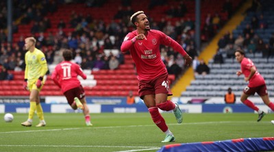 101026 - Blackburn Rovers v Cardiff City - Sky Bet Championship - Callum Robinson of Cardiff celebrates scoring the first Cardiff goal