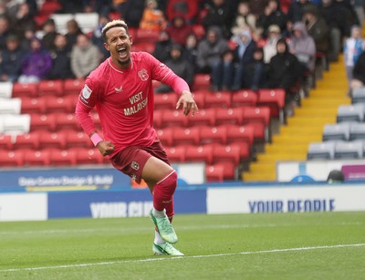 101026 - Blackburn Rovers v Cardiff City - Sky Bet Championship - Callum Robinson of Cardiff celebrates scoring the first Cardiff goal
