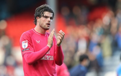 101026 - Blackburn Rovers v Cardiff City - Sky Bet Championship - Ollie Tanner of Cardiff applauds the fans