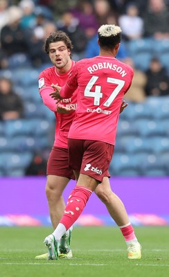 101026 - Blackburn Rovers v Cardiff City - Sky Bet Championship - Callum Robinson of Cardiff celebrates with Ollie Tanner of Cardiff