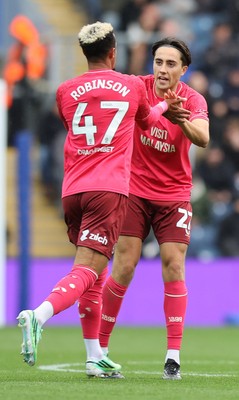 101026 - Blackburn Rovers v Cardiff City - Sky Bet Championship - Callum Robinson of Cardiff celebrates with Joel Colwill of Cardiff