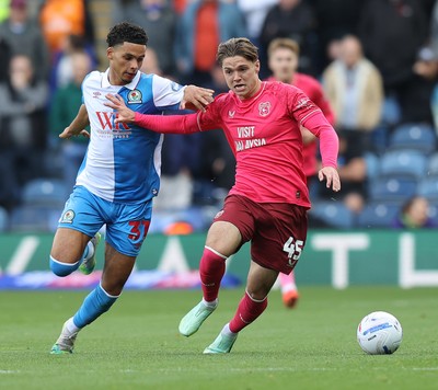 101026 - Blackburn Rovers v Cardiff City - Sky Bet Championship - Cian Ashford of Cardiff and Kristi Montgomery of Blackburn