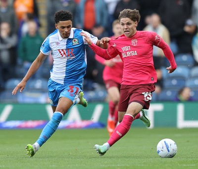 101026 - Blackburn Rovers v Cardiff City - Sky Bet Championship - Cian Ashford of Cardiff and Kristi Montgomery of Blackburn