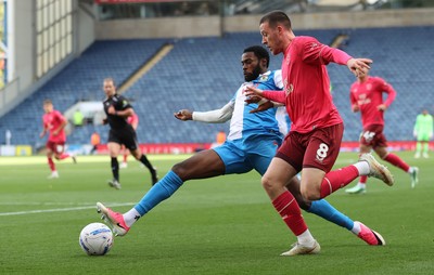 101026 - Blackburn Rovers v Cardiff City - Sky Bet Championship - Jack Moylan of Cardiff and Ryan Alebiosu of Blackburn try to get to the ball