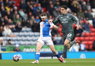 150325 - Blackburn Rovers v Cardiff City - Sky Bet Championship - Yousef Saleh of Cardiff and Dominic Hyam of Blackburn