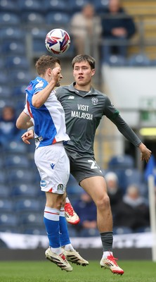 150325 - Blackburn Rovers v Cardiff City - Sky Bet Championship - Rubin Colwill of Cardiff and Sondre Tronstad of Blackburn