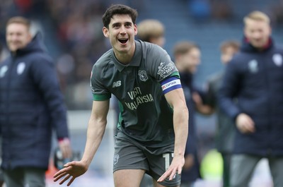 150325 - Blackburn Rovers v Cardiff City - Sky Bet Championship - Callum O'Dowda of Cardiff celebrates at the end of the match