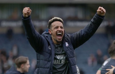 150325 - Blackburn Rovers v Cardiff City - Sky Bet Championship - Callum Robinson of Cardiff celebrates at the end of the match