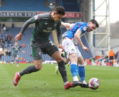 150325 - Blackburn Rovers v Cardiff City - Sky Bet Championship - Yousef Saleh of Cardiff and Joe Rankin-Costello of Blackburn