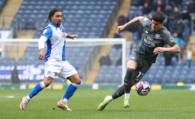 150325 - Blackburn Rovers v Cardiff City - Sky Bet Championship - Callum O'Dowda of Cardiff is pursued by Tyrhys Dolan of Blackburn