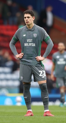 150325 - Blackburn Rovers v Cardiff City - Sky Bet Championship - Yousef Saleh of Cardiff and Dominic Hyam of Blackburn