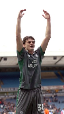 150325 - Blackburn Rovers v Cardiff City - Sky Bet Championship - Perry Ng of Cardiff celebrates at the end of the match