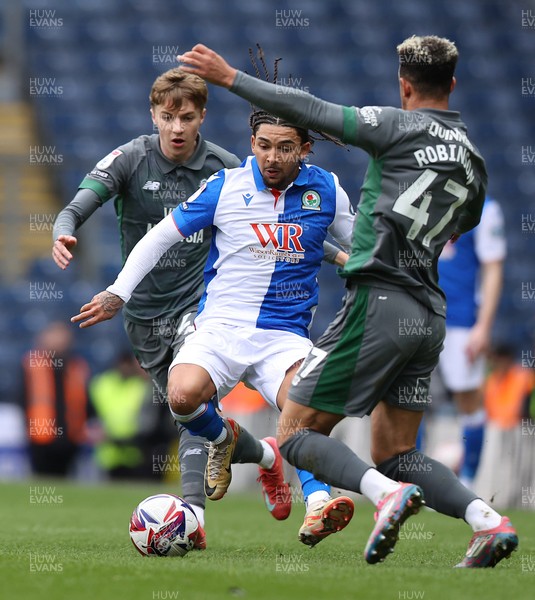 150325 - Blackburn Rovers v Cardiff City - Sky Bet Championship - Callum Robinson of Cardiff takes the ball from Tyrhys Dolan of Blackburn