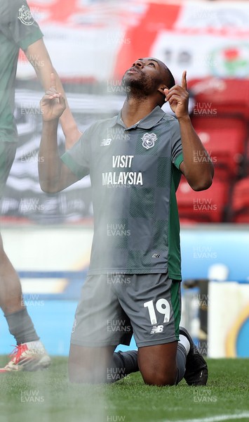 150325 - Blackburn Rovers v Cardiff City - Sky Bet Championship - Yakou Meite of Cardiff celebrates scoring their second goal 