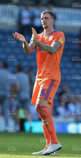 240819 - Blackburn Rovers v Cardiff City - Sky Bet Championship - Aden Flint of Cardiff applauds the fans at the end of the match 
