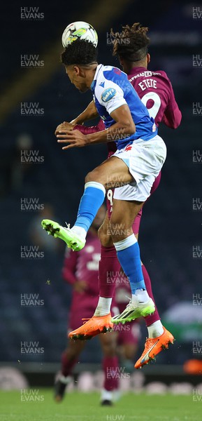270923 - Blackburn Rovers v Cardiff City - Carabao Cup Third Round - Kion Etete of Cardiff and James Hill of Blackburn Rovers