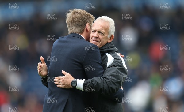 050519 - Blackburn Rovers v Swansea City, Sky Bet Championship - Swansea City manager Graham Potter,left, with Alan Curtis at the end of the match