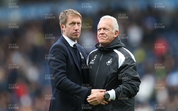 050519 - Blackburn Rovers v Swansea City, Sky Bet Championship - Swansea City manager Graham Potter,left,with Alan Curtis at the end of the match