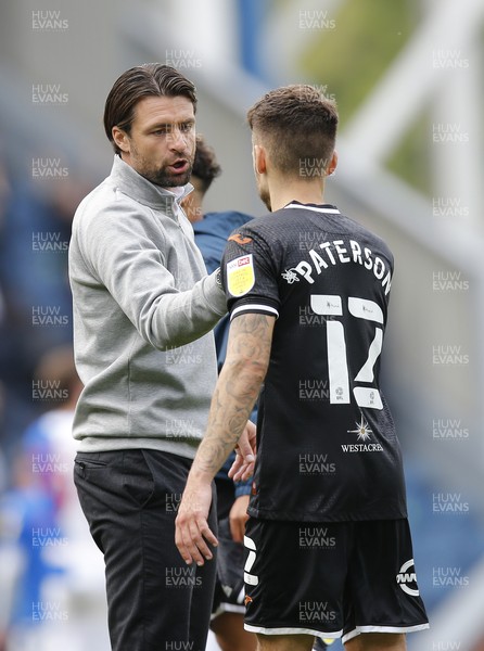 070821 - Blackburn Rovers v Swansea City - Sky Bet Championship - Head Coach Russell Martin  of Swansea at the end of the match with Jamie Paterson of Swansea