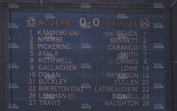 070821 - Blackburn Rovers v Swansea City - Sky Bet Championship - Scoreboard