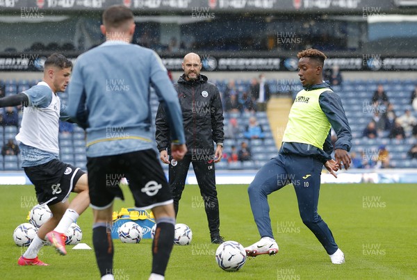 070821 - Blackburn Rovers v Swansea City - Sky Bet Championship - Jamal Lowe of Swansea warms up before the match