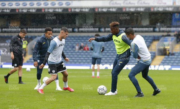 070821 - Blackburn Rovers v Swansea City - Sky Bet Championship - Jamal Lowe of Swansea warms up before the match