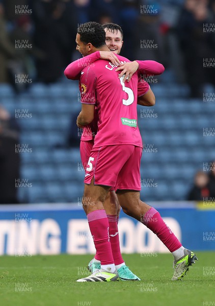 281023 - Blackburn Rovers v Swansea City - Sky Bet Championship - Goalscorer Liam Cullen  of Swansea hugs Ben Cabango of Swansea at the end of the match 