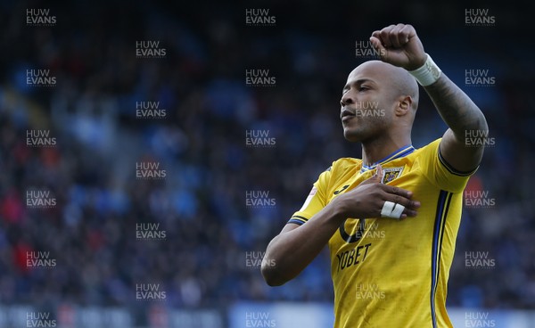 290220 - Blackburn Rovers v Swansea City - Sky Bet Championship - Andre Ayew of Swansea celebrates after penalty 