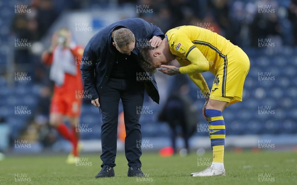 290220 - Blackburn Rovers v Swansea City - Sky Bet Championship - Manager Steve Cooper  of Swansea comforts Joe Rodon of Swansea at the end of the match