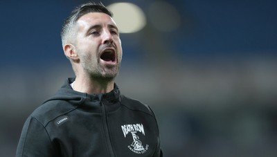 300925 - Blackburn Rovers v Swansea City - Sky Bet Championship - Swansea manager Alan Sheehan salutes the travelling fans at the end of the match