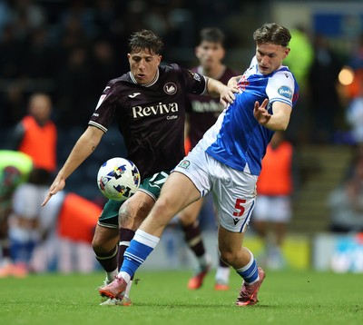 300925 - Blackburn Rovers v Swansea City - Sky Bet Championship - Goncalo Franco of Swansea and Taylor Gardner-Hickman of Blackburn