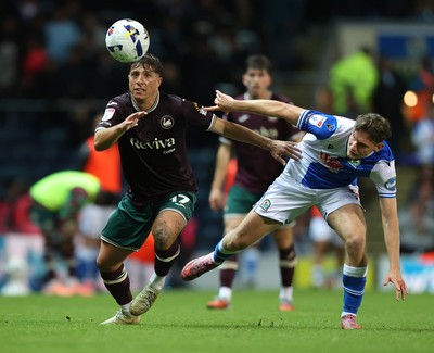 300925 - Blackburn Rovers v Swansea City - Sky Bet Championship - Goncalo Franco of Swansea and Taylor Gardner-Hickman of Blackburn