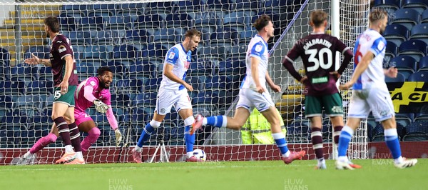 300925 - Blackburn Rovers v Swansea City - Sky Bet Championship - Todd Cantwell of Blackburn scores the 1st goal disputed by Goalkeeper Lawrence Vigouroux of Swansea