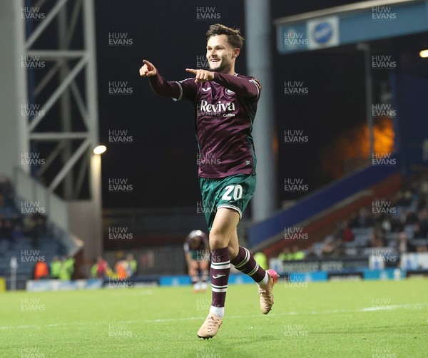 300925 - Blackburn Rovers v Swansea City - Sky Bet Championship - Liam Cullen of Swansea cele on his goal in the 2nd half