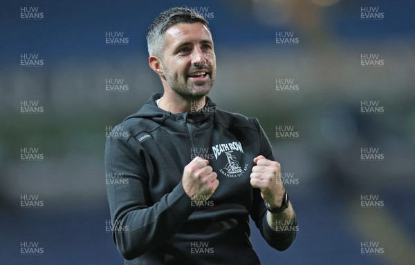 300925 - Blackburn Rovers v Swansea City - Sky Bet Championship - Swansea manager Alan Sheehan salutes the travelling fans at the end of the match
