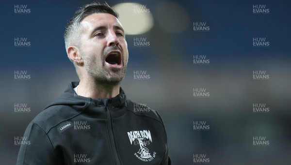 300925 - Blackburn Rovers v Swansea City - Sky Bet Championship - Swansea manager Alan Sheehan salutes the travelling fans at the end of the match