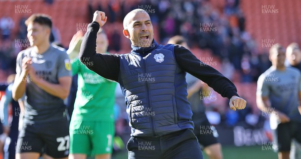 070423 - Blackpool v Cardiff City - Sky Bet Championship - Manager Sabri Lamouchi of Cardiff celebrates at the end of the game