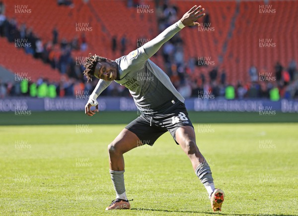 070423 - Blackpool v Cardiff City - Sky Bet Championship - Sory Kaba of Cardiff celebrates at the end of the game
